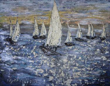 Original Impressionism Sailboat Paintings by Irina Tretiak