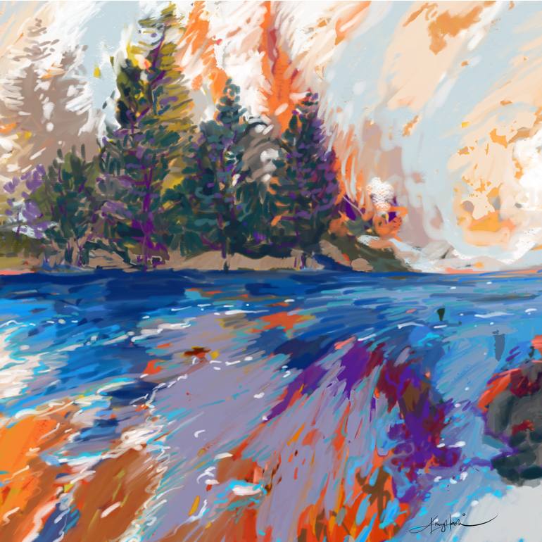 Original Expressionism Seascape Painting by Amy Hashim