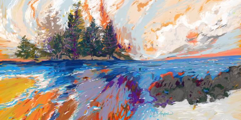 Original Expressionism Seascape Painting by Amy Hashim
