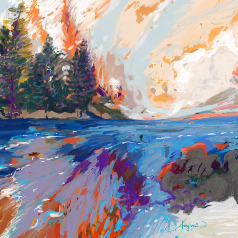 Original Expressionism Seascape Painting by Amy Hashim