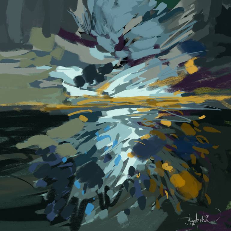 Original Expressionism Seascape Painting by Amy Hashim