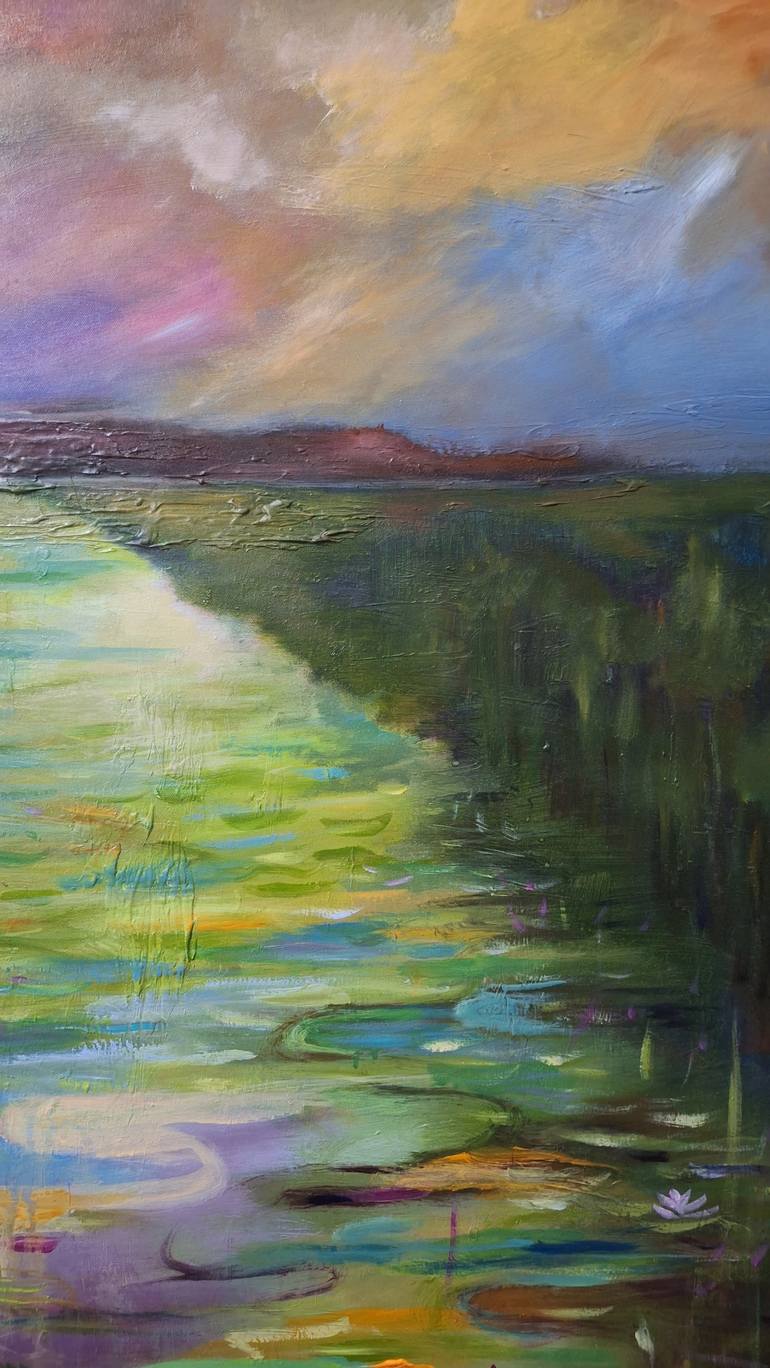 Original Abstract Expressionism Landscape Painting by Hai Linh Le