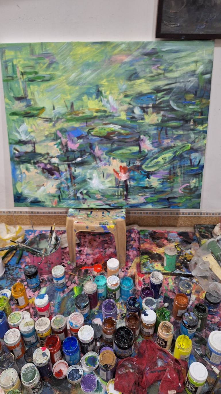 Original Abstract Expressionism Landscape Painting by Hai Linh Le