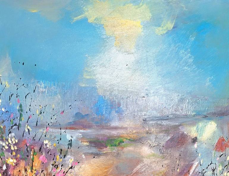 Original Abstract Expressionism Landscape Painting by Hai Linh Le