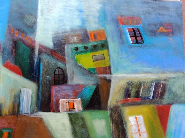 Original Abstract Architecture Painting by Hai Linh Le