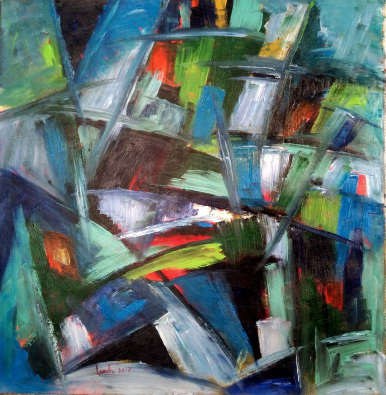 Original Abstract Expressionism Abstract Painting by Hai Linh Le