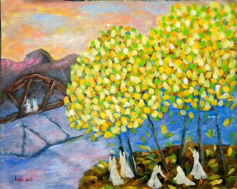 Original Abstract Expressionism Science/Technology Painting by Hai Linh Le