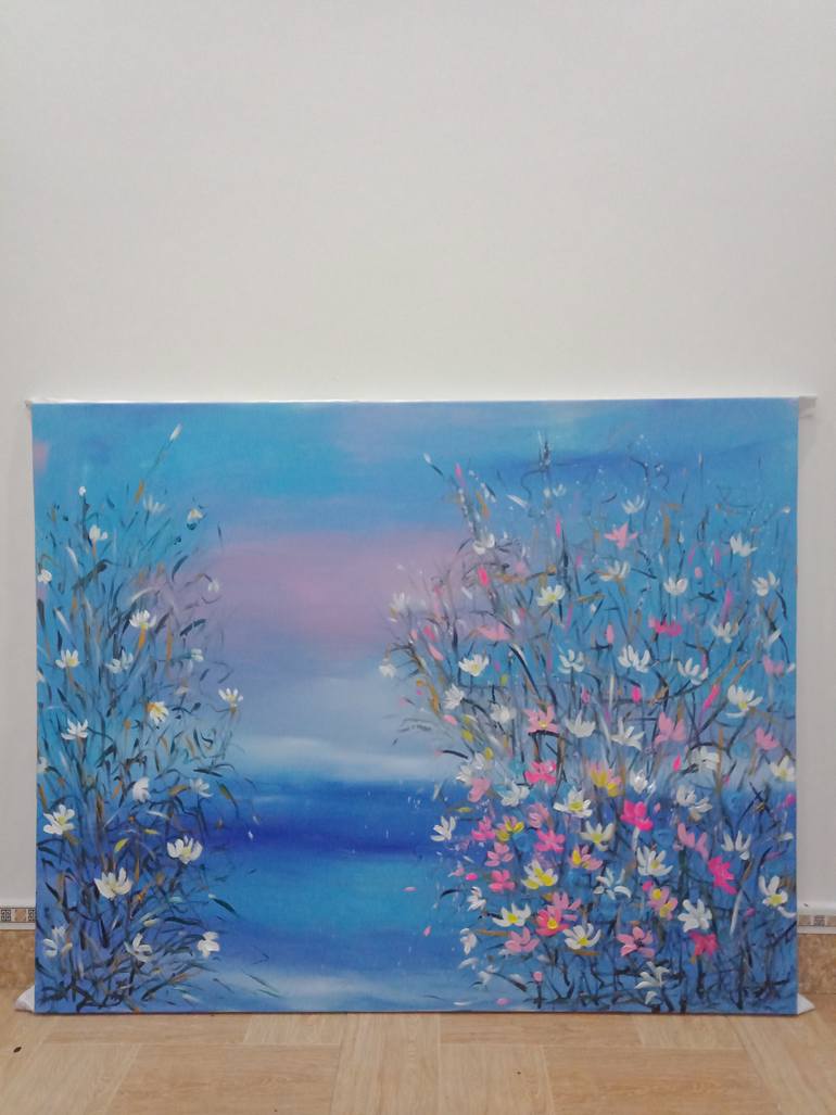 Original Abstract Expressionism Floral Painting by Hai Linh Le