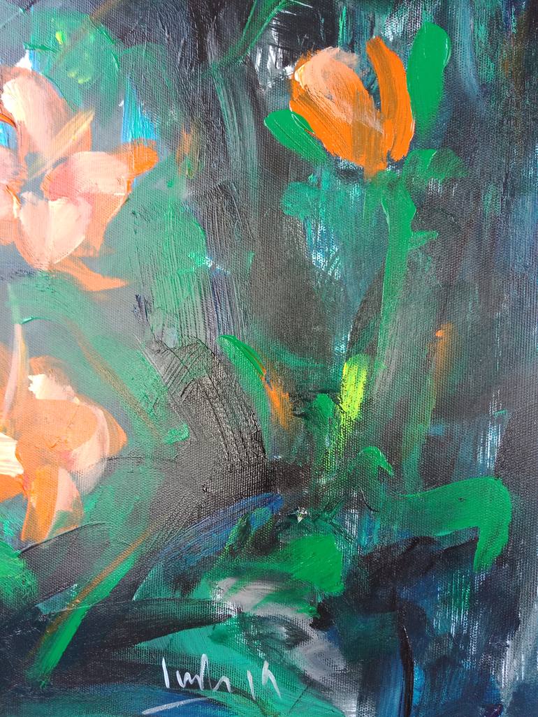 Original Abstract Expressionism Garden Painting by Hai Linh Le