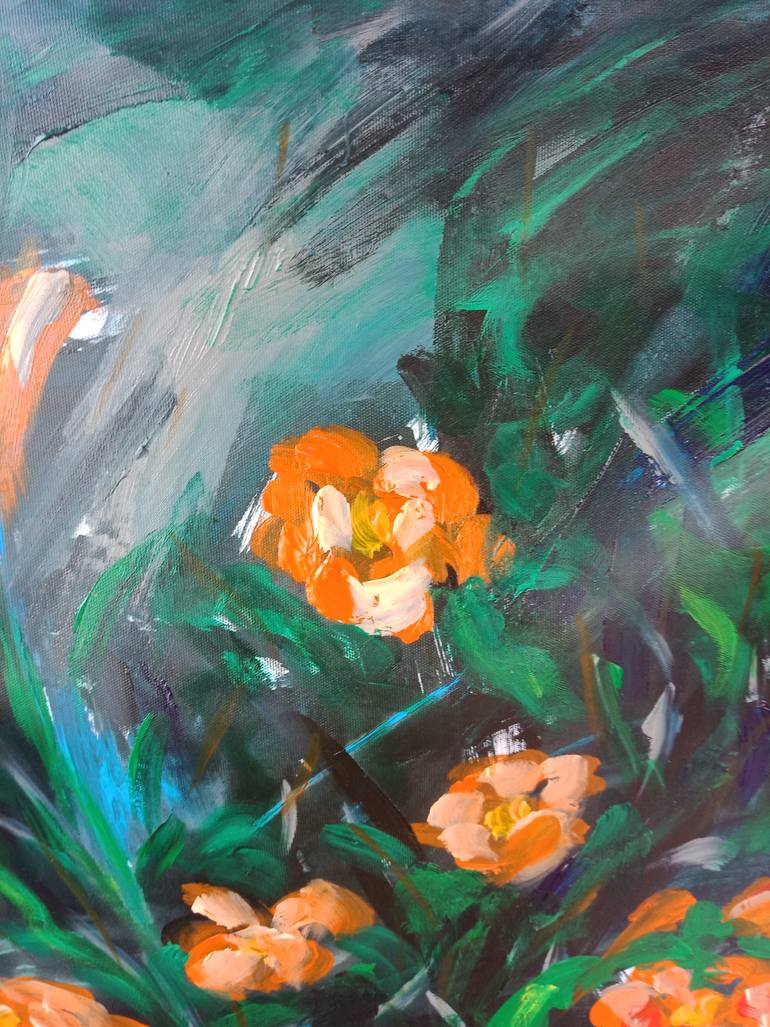 Original Abstract Expressionism Garden Painting by Hai Linh Le