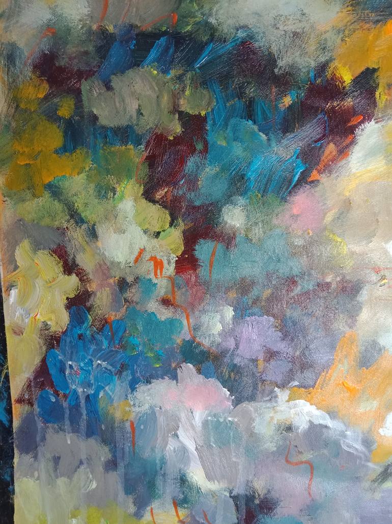 Original Abstract Expressionism Garden Painting by Hai Linh Le