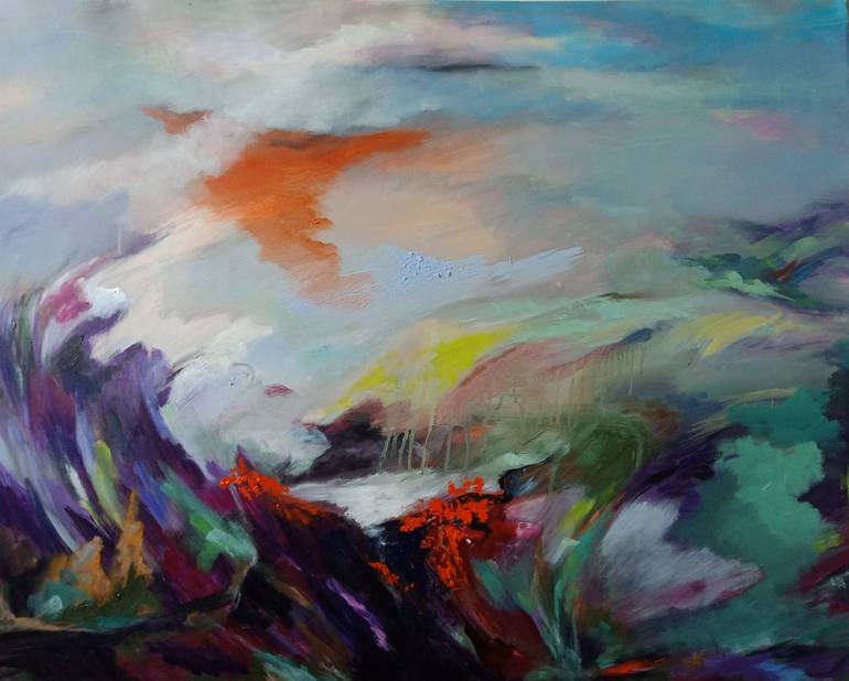 Original Abstract Expressionism Landscape Painting by Hai Linh Le