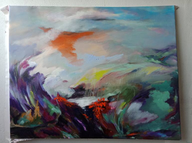 Original Abstract Expressionism Landscape Painting by Hai Linh Le