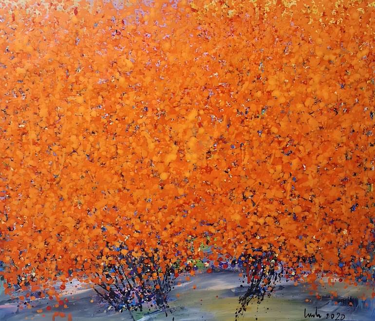 Original Art Deco Garden Painting by Hai Linh Le