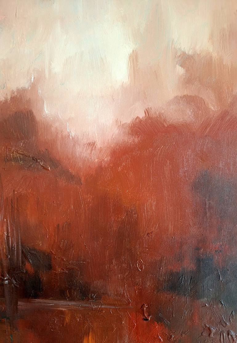 Original Abstract Expressionism Landscape Painting by Hai Linh Le