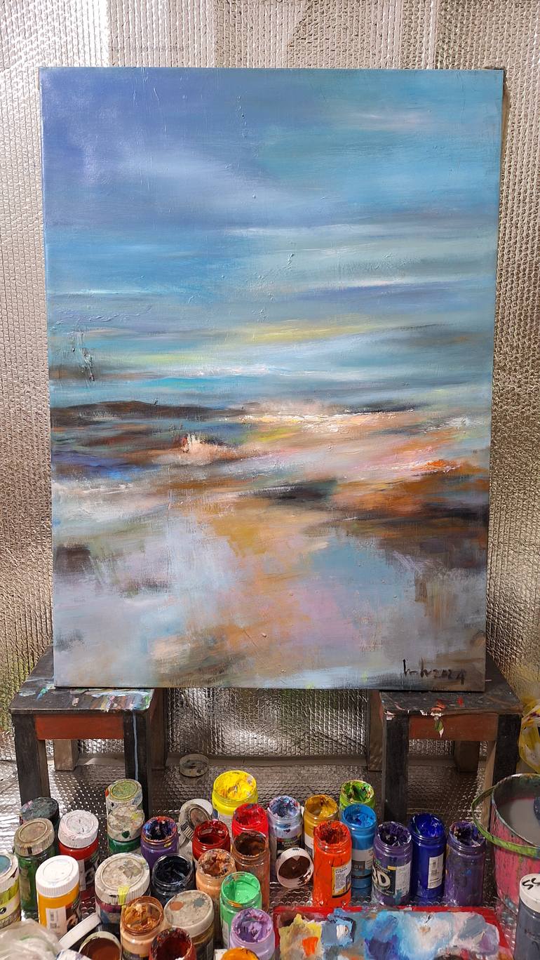 Original Abstract Expressionism Landscape Painting by Hai Linh Le