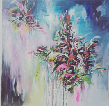 Original Impressionism Floral Spray Paint Paintings For Sale