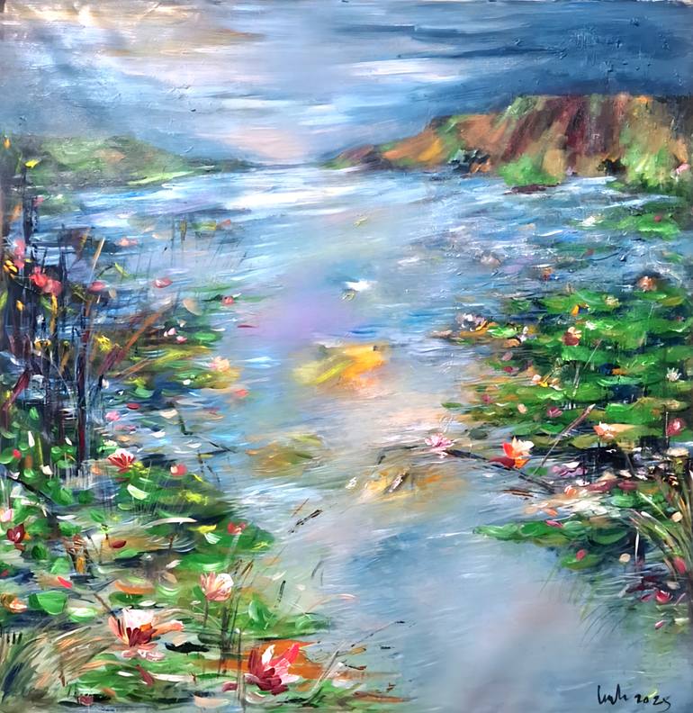 Original Abstract Expressionism Landscape Painting by Hai Linh Le