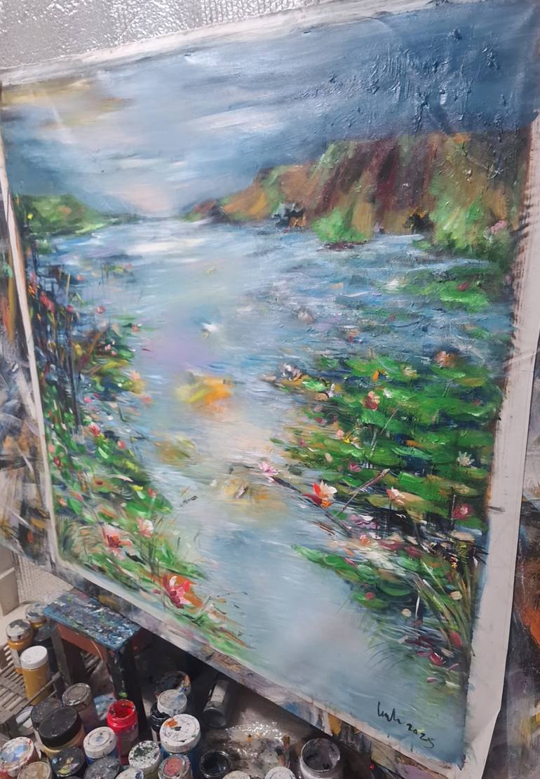Original Abstract Expressionism Landscape Painting by Hai Linh Le