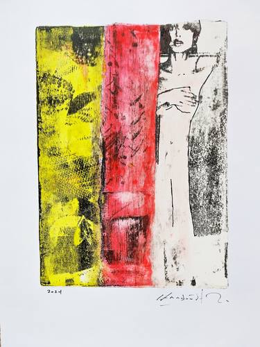 Original Abstract Expressionism Women Mixed Media by Constantinos Kalfountzos