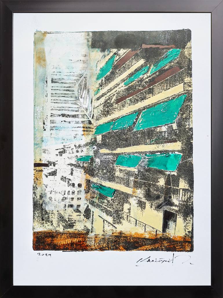 Original Abstract Expressionism Architecture Mixed Media by Constantinos Kalfountzos