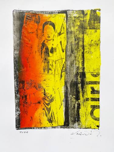 Original Abstract Expressionism People Mixed Media by Constantinos Kalfountzos