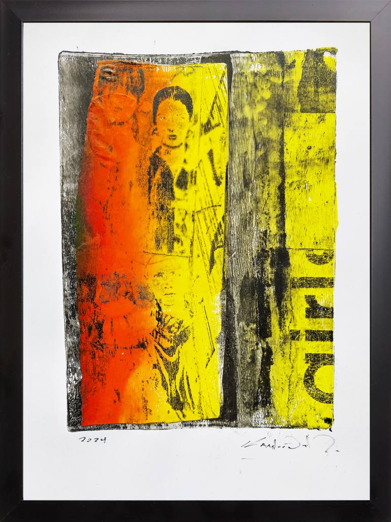 Original Abstract Expressionism People Mixed Media by Constantinos Kalfountzos