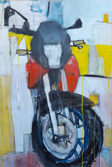 Original Abstract Expressionism Bike Paintings by Constantinos Kalfountzos