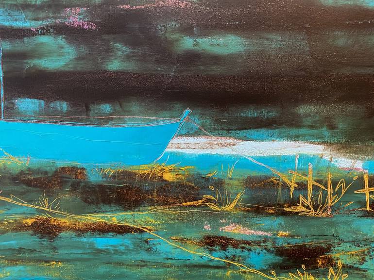 Original Abstract Boat Painting by Tatiana Harizanova