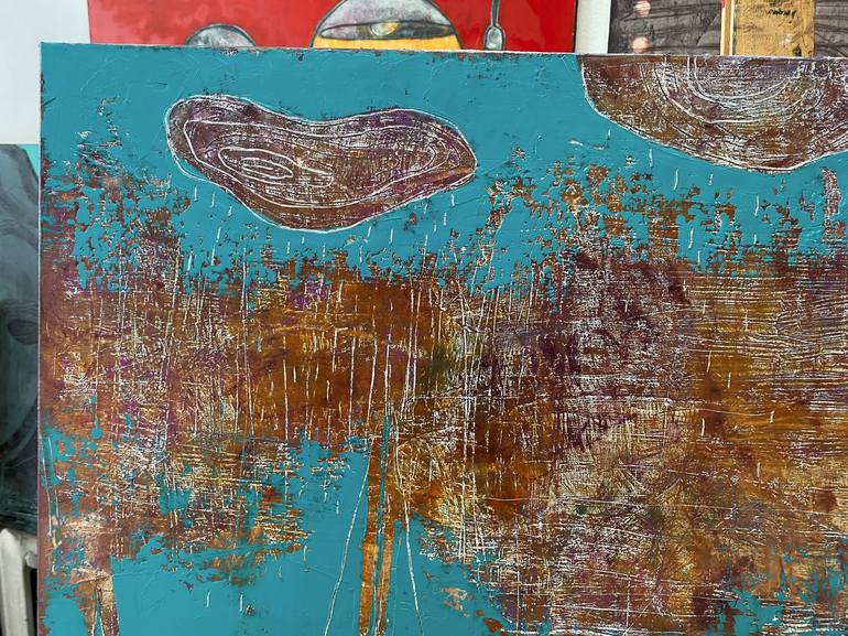 Original Abstract Boat Painting by Tatiana Harizanova