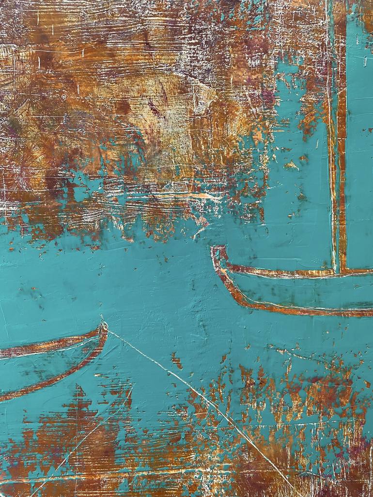 Original Abstract Boat Painting by Tatiana Harizanova