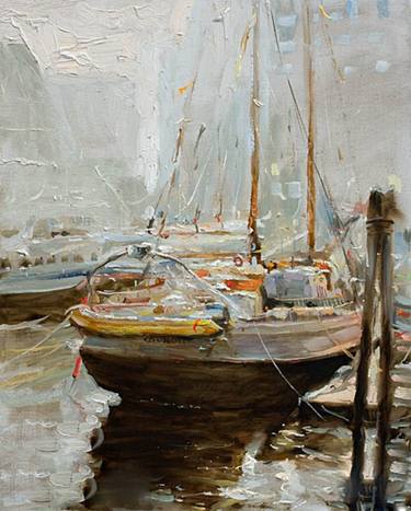 Original Impressionism Sailboat Paintings by Lara Vald