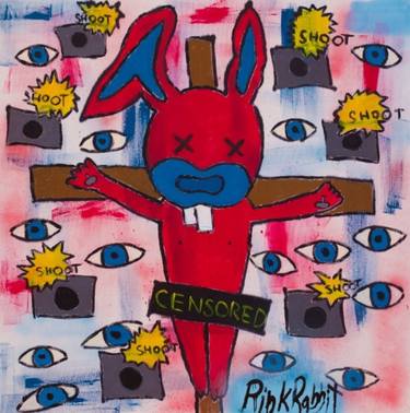 Original Popular culture Paintings by Pink Rabbit