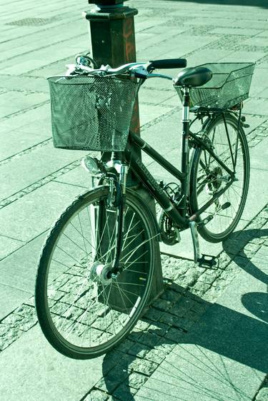 Bicycle locked to a lamp post at sidewalk - Limited Edition 1 of 10 thumb