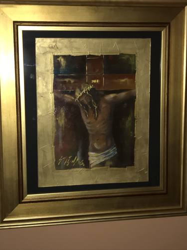 Original confirmation of Authenticity signed by the artist theme: Jesus Christ on the cross thumb