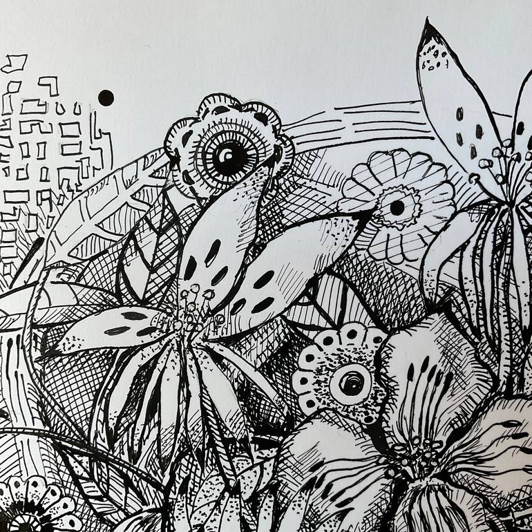 Original Art Nouveau Botanic Drawing by Carol Mcdermott