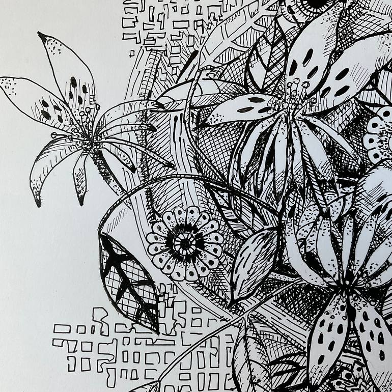 Original Art Nouveau Botanic Drawing by Carol Mcdermott