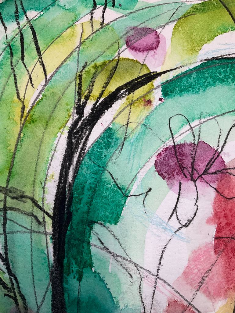 Original Abstract Floral Mixed Media by Carol Mcdermott