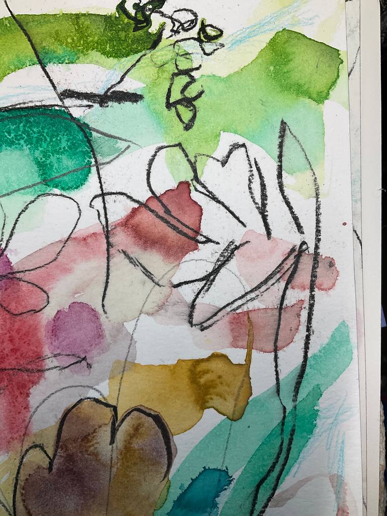 Original Abstract Floral Mixed Media by Carol Mcdermott