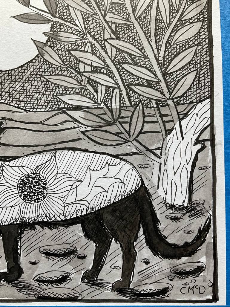 Original Black & White Cats Drawing by Carol Mcdermott