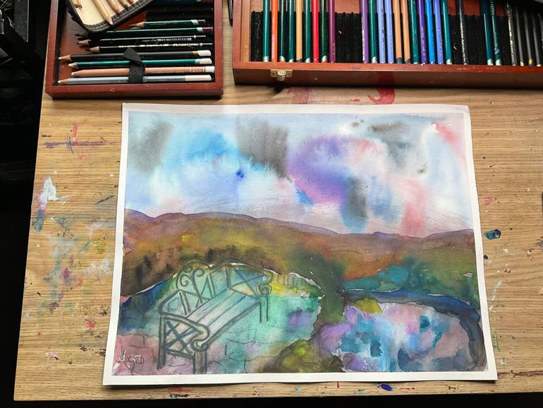 Original Expressionism Landscape Painting by Carol Mcdermott
