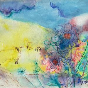 Bring me: yellow fields, sheep and flowers