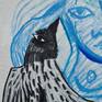 Just recently I watched a family of black birds bring up four young in my garden. It was quite eventful when they fledged, one got stuck in my neighbours pond but soon rescued and passed back to me over the fence. So for a while I was on chick patrol in the garden....hence the inspiration for this drawing.
Crayon on heavy duty cotton rag paper (khadi)