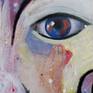 Part of my mask series; a new body of work exploring masks, the face we put on which doesn't always correspond to our feelings or thoughts. Acrylic and uv varnish(soft satin) on canvas, ready to hang, the edges are raw canvas with slight paint smudges. This is a dramatic statement piece.