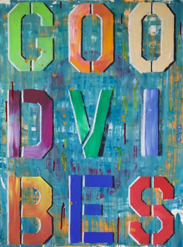 Original Abstract Typography Paintings by Carol McDermott