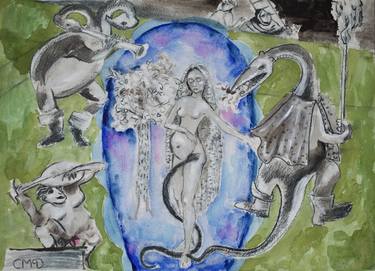 Original Fine Art Classical mythology Drawings by Carol McDermott