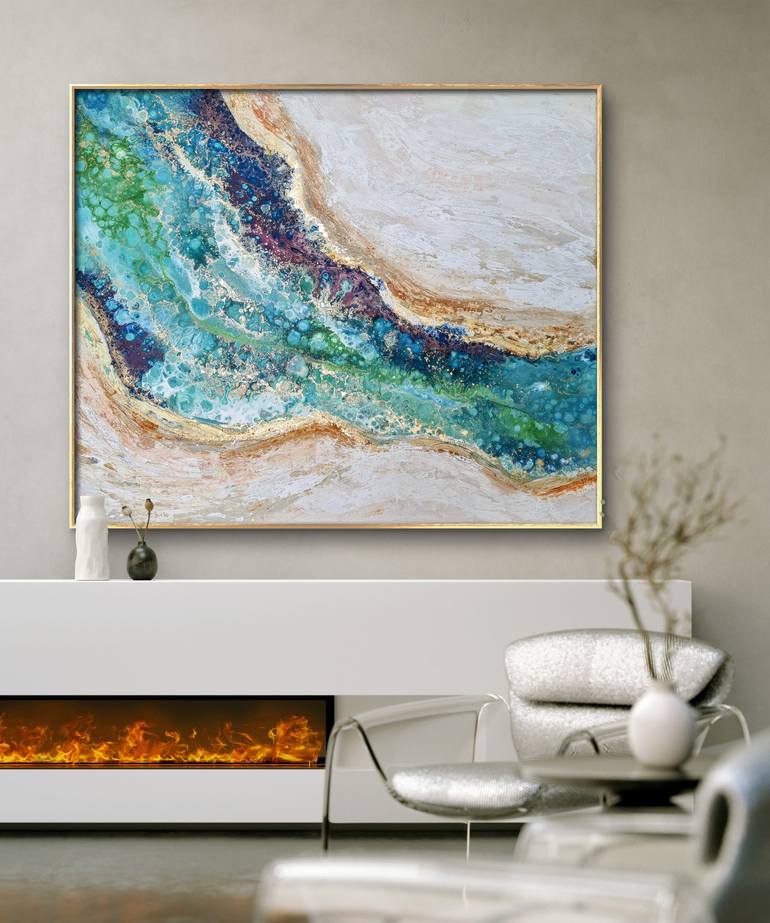 Original Abstract Beach Painting by ELENI DENART