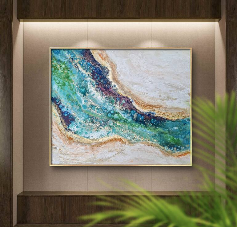 Original Abstract Beach Painting by ELENI DENART