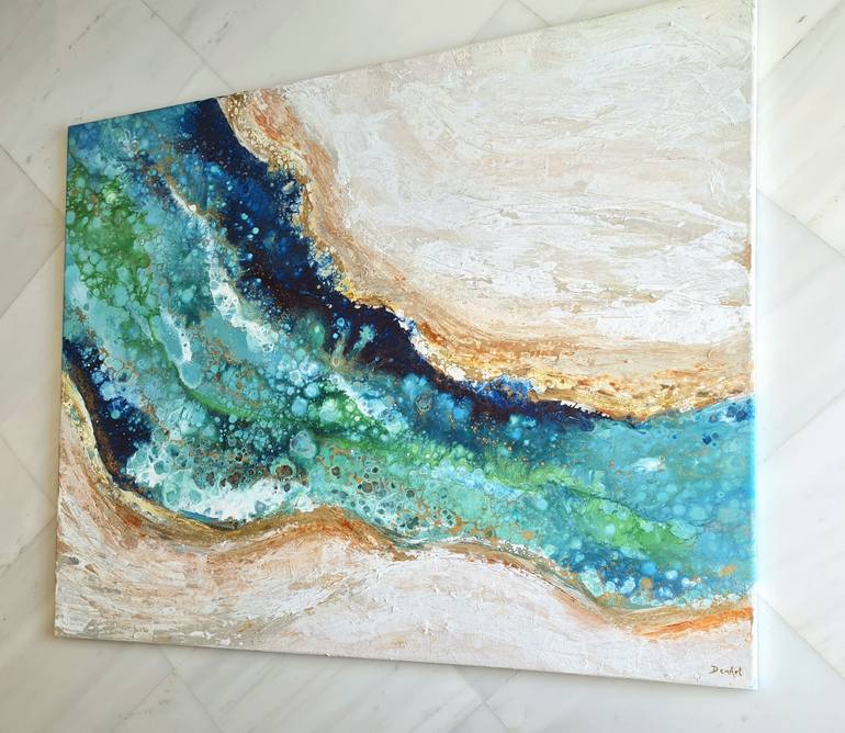 Original Abstract Beach Painting by ELENI DENART