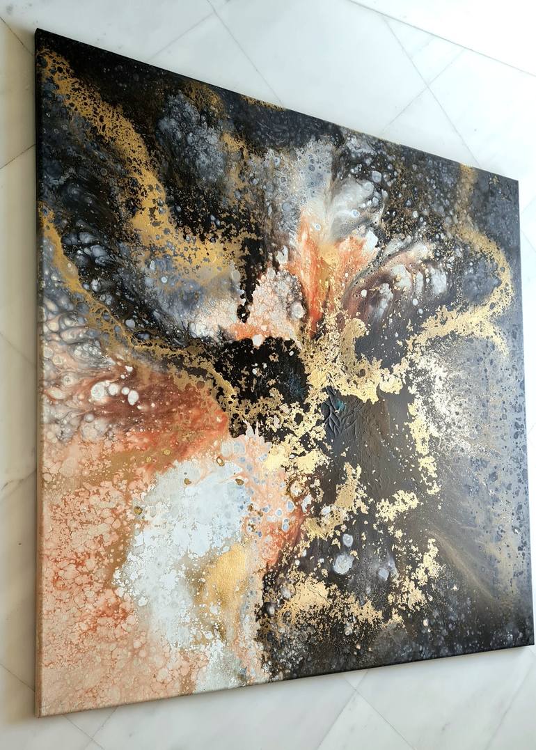 Original Abstract Expressionism Outer Space Painting by ELENI DENART